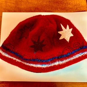 Red White and Blue Wool Beanie Hat